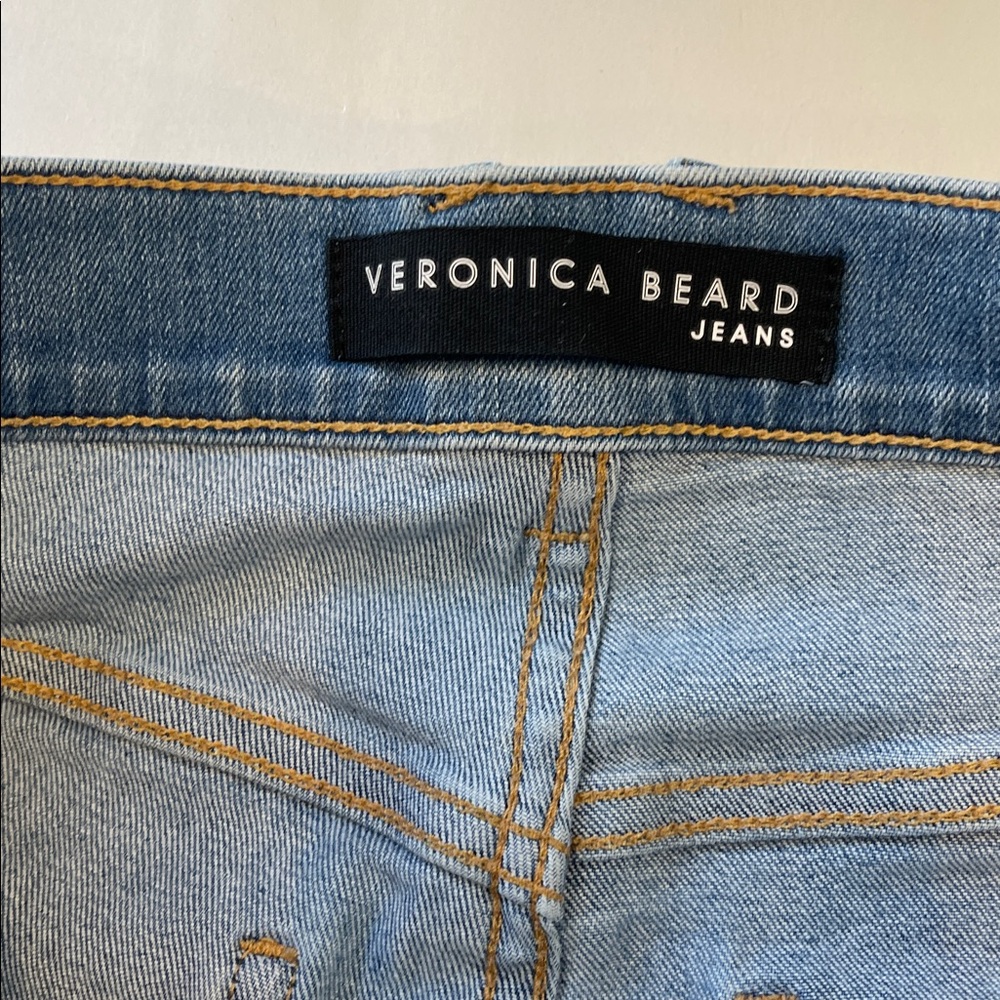 Veronica Beard Carly Kick Flare High Rise Light Wash Straight 5-Button Size 28 - Picture 3 of 10